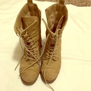 Tan combat boots